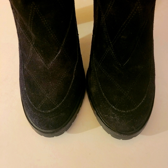 Sigerson Morrison Evanlee Dyed Shearling Black Suede Mid Calf Boot - Picture 3 of 9